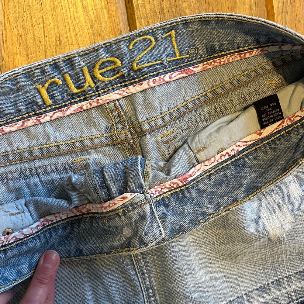 Rue21 Light Blue Distressed Denim Mini Skirt - Picture 3 of 7
